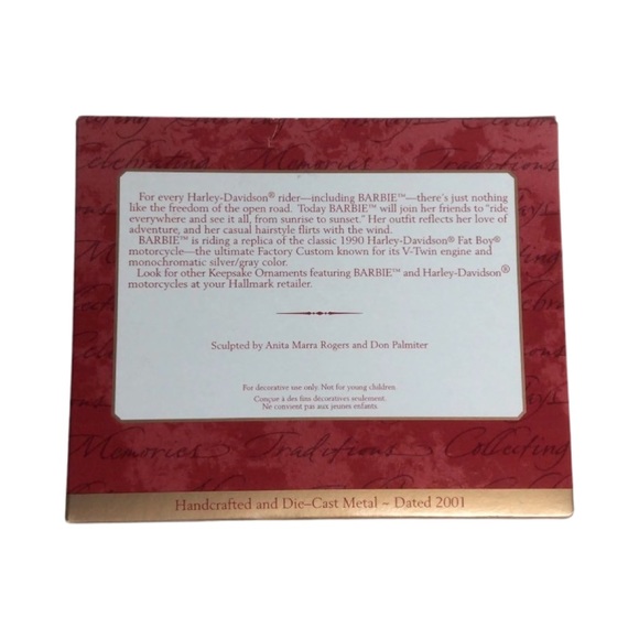 Hallmark Keepsake Ornament Barbie Doll Harley Davidson Motorcycle 2001 QXI8885 - Picture 9 of 15